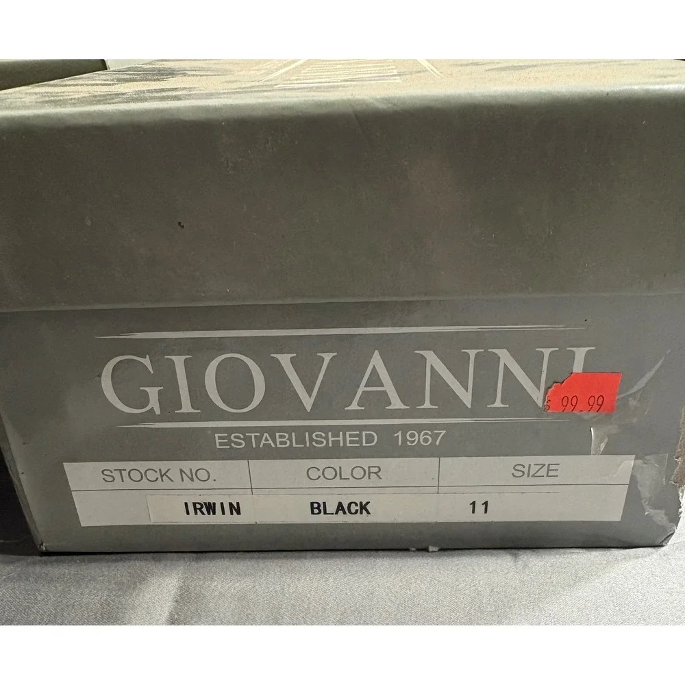 Giovanni Irwin Mens Black Leather Brogue Slip‎ On Dress Shoes Size 11 Cap Toe